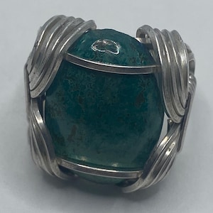 Vintage Green Chrysoprase Ring 925 Sterling Silver Size 7