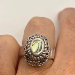 Antique Abalone Filigree 925 Sterling Silver Ring