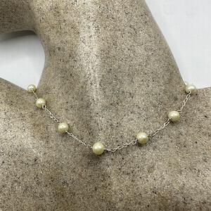 Vintage Choker 925 Sterling Silver Pearl Necklace