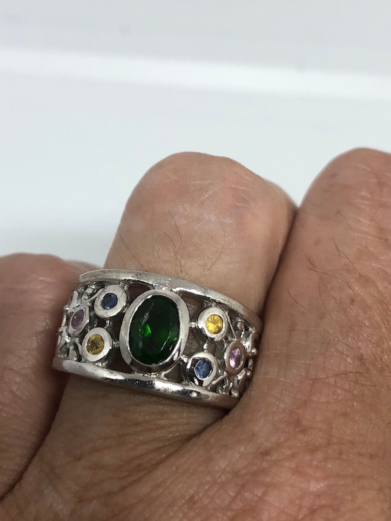 Vintage Handmade Genuine Mixed Tourmaline Golden … - image 1