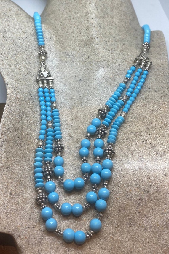 Vintage Moroccan Turquoise Necklace with 925 Sterl