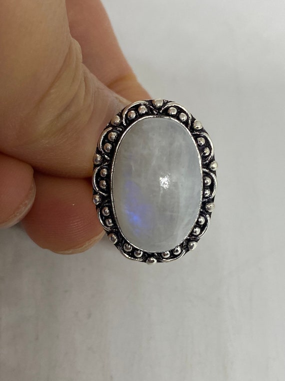 Vintage Genuine Rainbow Moonstone Ring - image 1