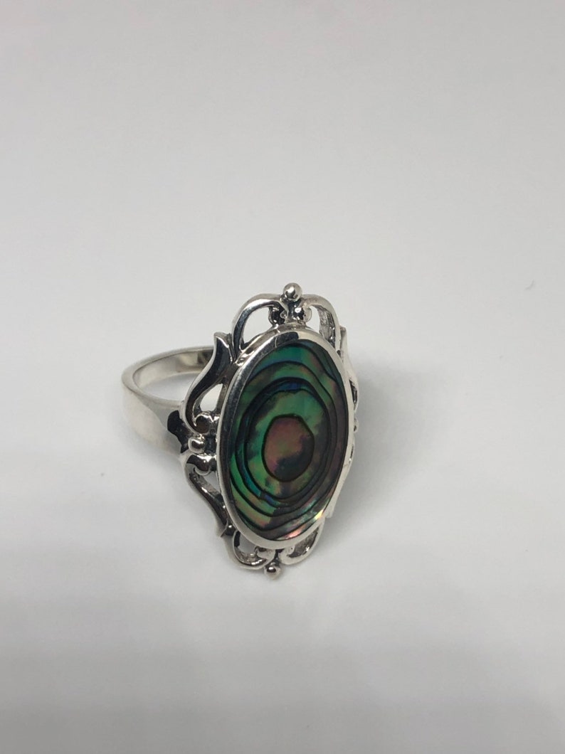 Antique Abalone filigree sterling silver ring