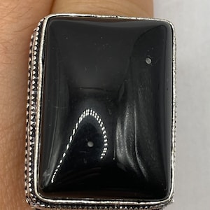 Vintage Green Agate Silver Cocktail Ring