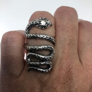 Vintage Snake Ring Silver White Bronze