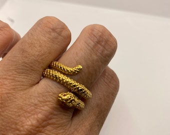 Vintage Gothic 18k Gold Finish Stainless Steel Snake Ring
