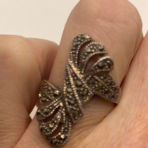 Vintage Markasit filigraner 925 Sterling Silber Ring Größe 7