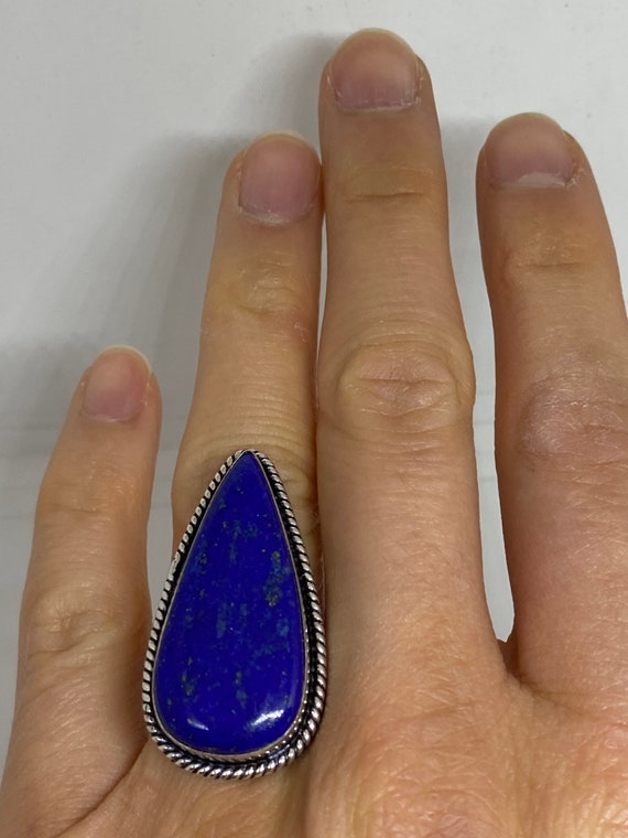 Vintage Blue Genuine Lapis Lazuli Ring Size 7 - image 1