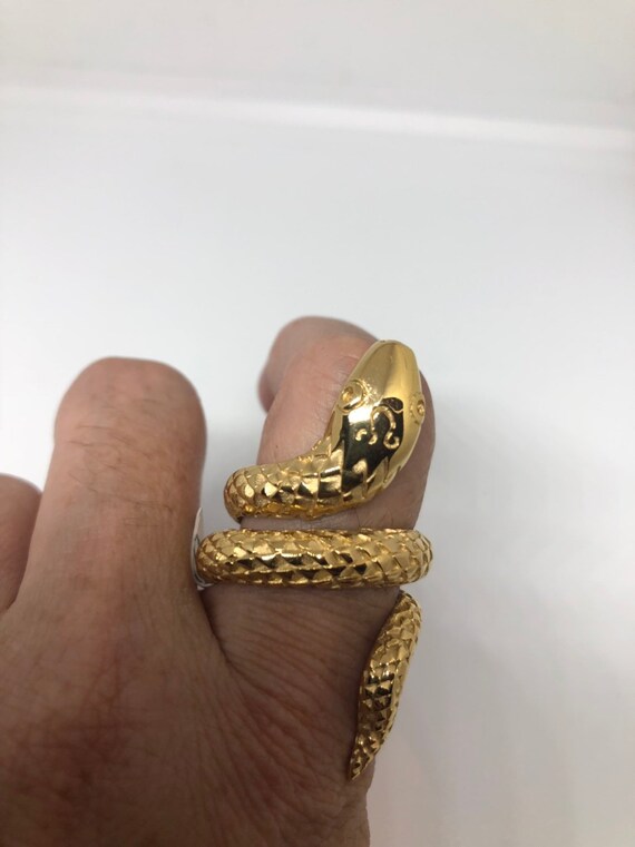 Vintage Gothic Golden Stainless Steel Snake Mens … - image 7