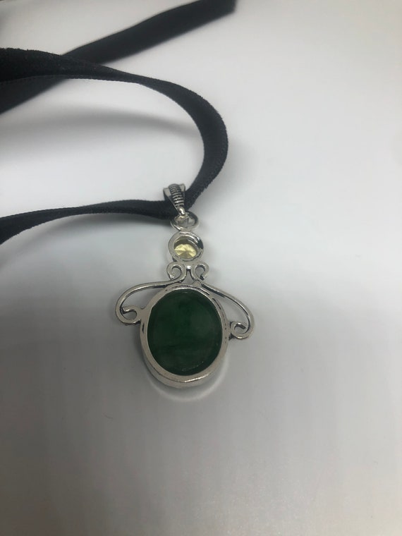 Vintage Green Raw Emerald Crystal Choker Pendant - image 4