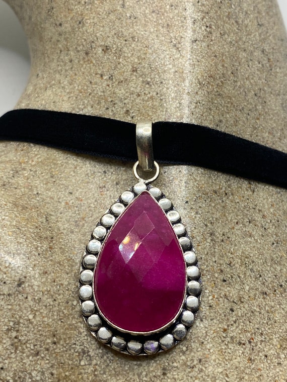 Vintage Antique Pink Raw Ruby Choker Necklace - image 3
