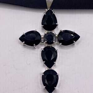 Vintage Black Onyx Cross Choker Necklace