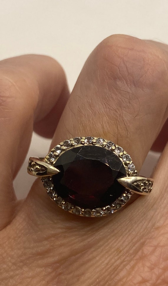 Vintage Red Bohemian Garnet Ring 925 Sterling Silv