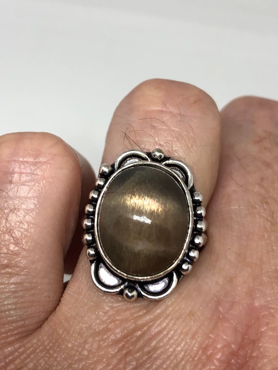 Vintage Bronze Moonstone Cocktail  Ring Size 7