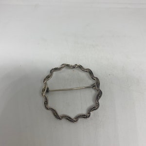 Vintage Bow Pin Marcasite 925 Sterling Silver Brooch