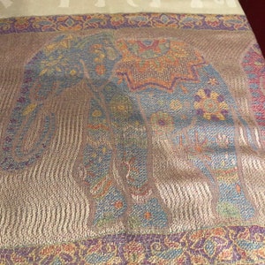 Vintage Elephant Paisley Brocade Pashmina Scarf Wrap Shawl