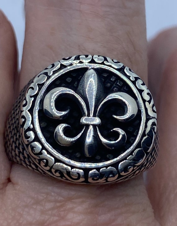 Vintage gotico plata plata esterlina flor de lis anillo para hombre Etsy Espana