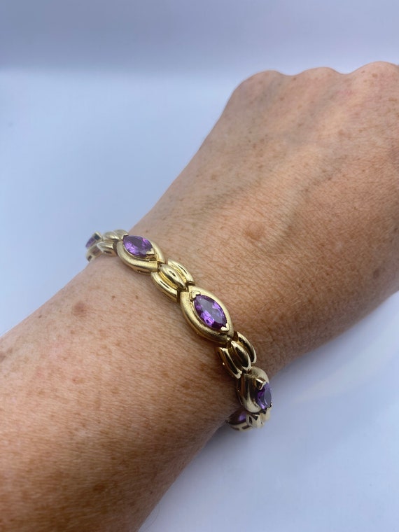 Vintage Purple Alexandrite Tennis Bracelet Golden… - image 7