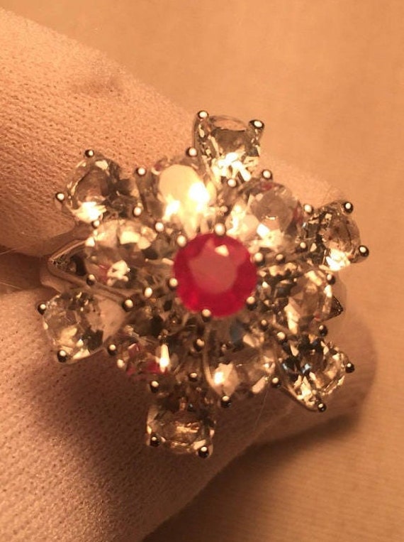 Vintage Handmade Ruby and Aquamarine Setting 925 S