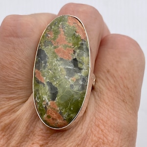 Vintage Green Unikcyte Silver Ring Size 9
