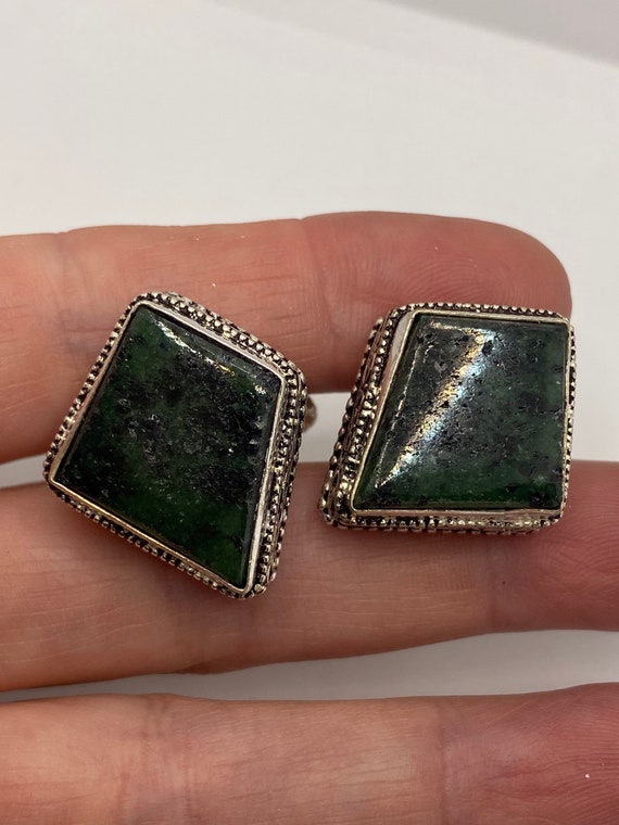 Vintage Ruby Zoisite Cuff Links - image 5