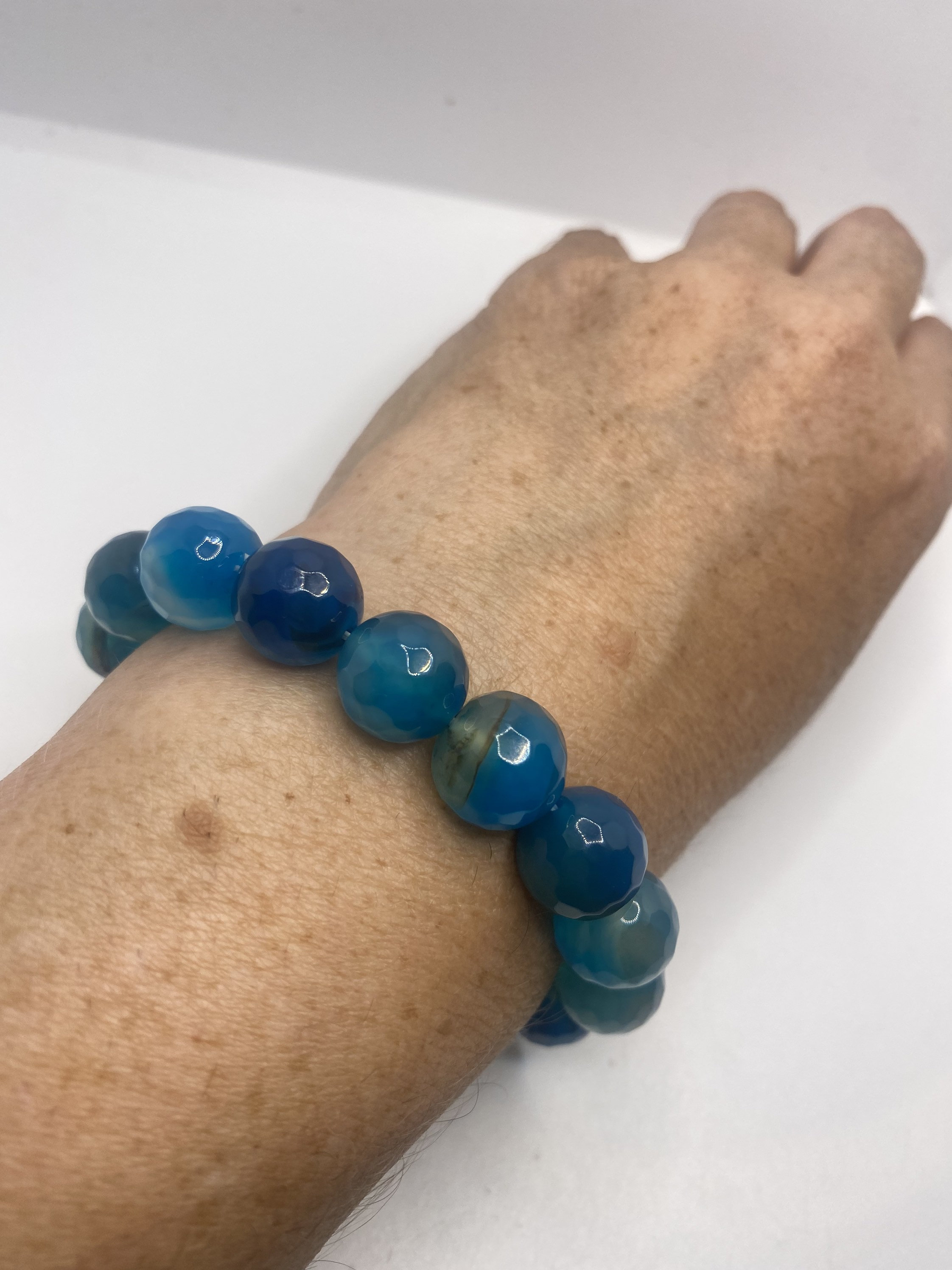 Vintage Blue Lace Agate Stretch Bracelet - Etsy