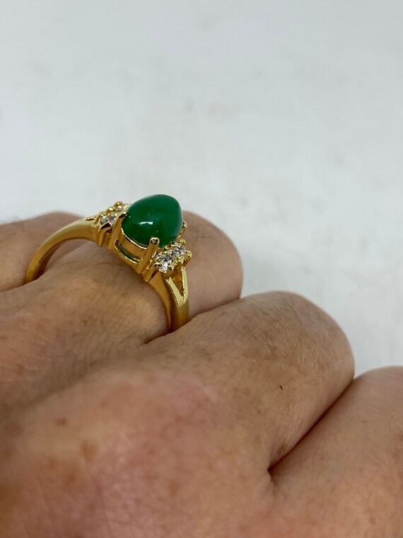 Vintage Lucky Green Nephrite Jade Ring - image 4