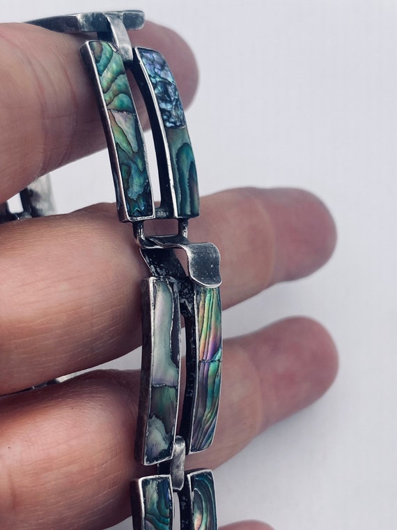 Vintage Abalone 925 Sterling Silver Bracelet - image 9