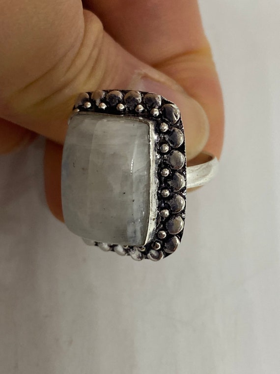 Vintage Genuine Rainbow Moonstone Ring - image 7