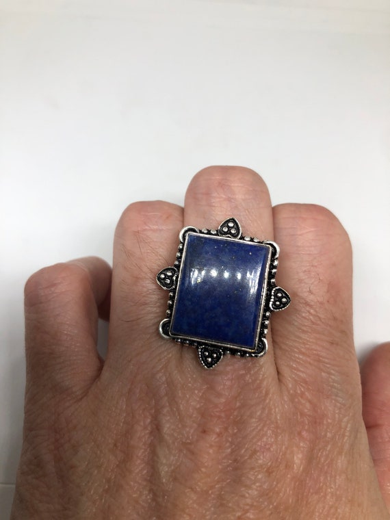 Vintage Blue Genuine Lapis Lazuli Cocktail Ring - image 1