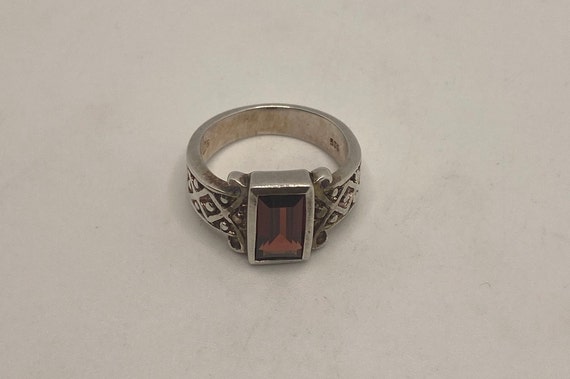 Vintage Garnet Celtic Ring 925 Sterling Silver - image 4