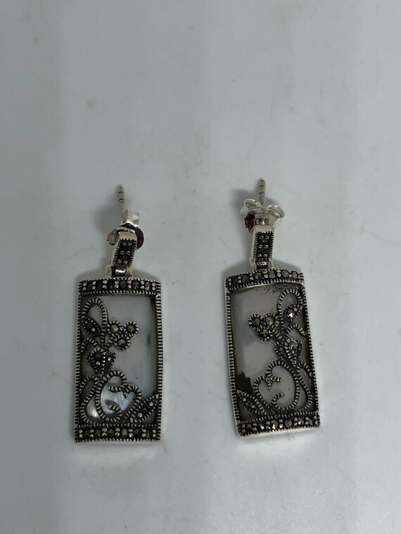 Vintage  Marcasite and Genuine Mother of Pearl 92… - image 5