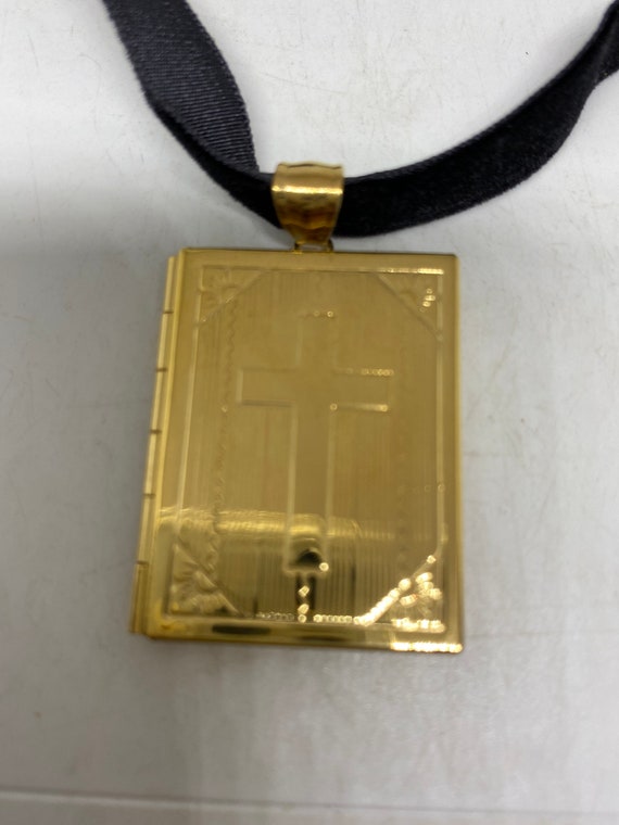 Vintage Cross Locket Choker Golden Stainless Stee… - image 2