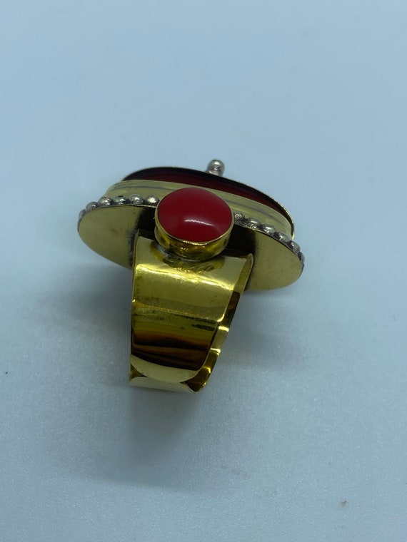 Vintage Poison Pillbox Ring Adjustable Bronze - image 5
