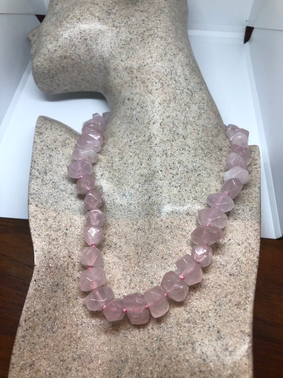 Vintage Handmade Pink Rose Quartz beads