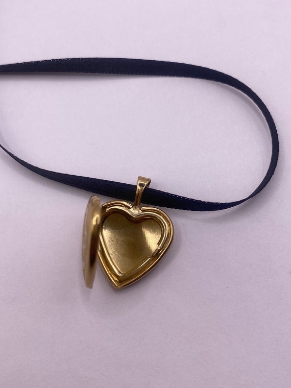 Vintage Heart Flower Locket Choker Gold Filled Ne… - image 6