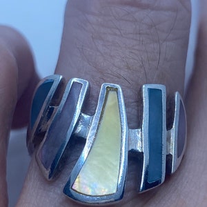 Vintage Mother of Pearl Wing 925 Sterling Silver Ring