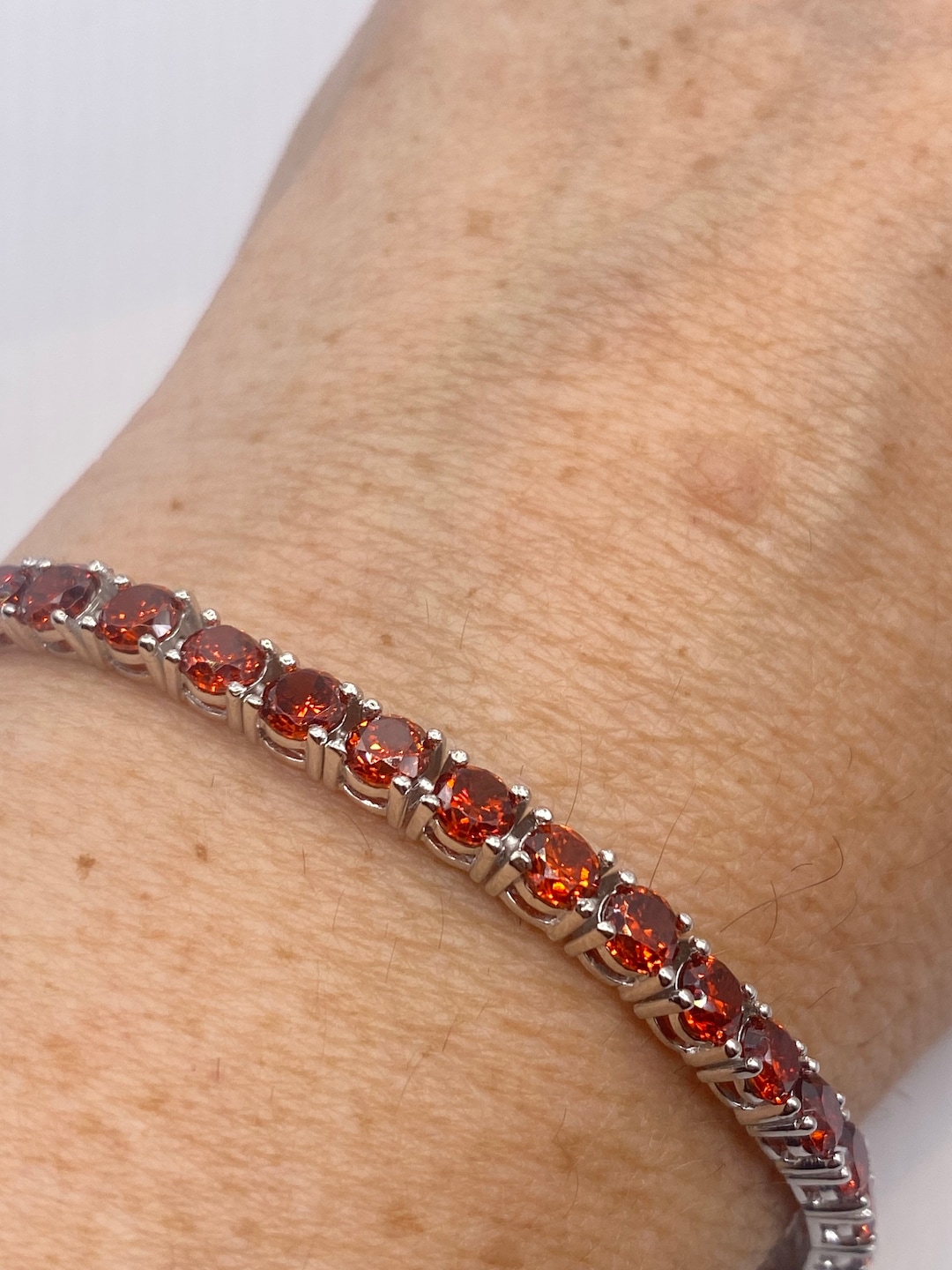 Vintage Red Tennis Bracelet in 925 Sterling Silver Etsy