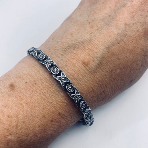Marcasite Bracelet in 925 Sterling Silver Vintage Handmade 7.5 shops Inch