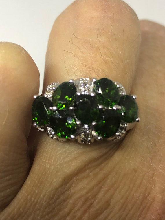 Vintage Handmade Green Chrome Diopside  Filigree … - image 1