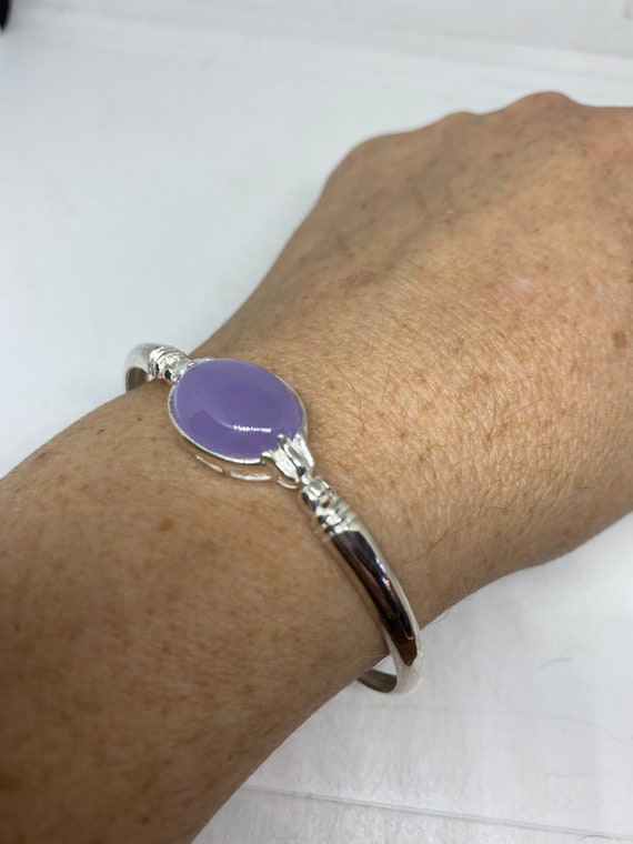 Vintage Purple Jade Tennis Bracelet in 925 Sterli… - image 2