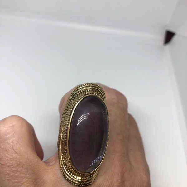 Amethyst Brass Knuckle Adjustable Ring