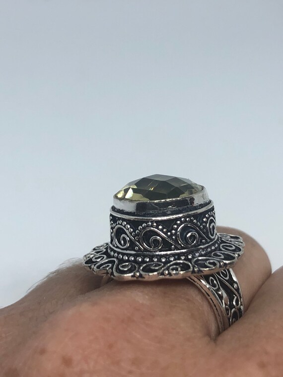 Vintage Genuine Citrine Silver Cocktail Ring - image 3