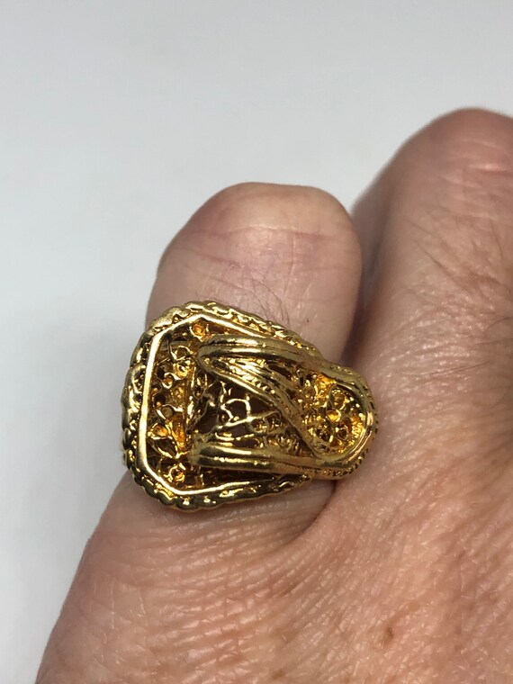 Vintage Buckle Ring Golden 925 Sterling Silver Cockta… - Gem
