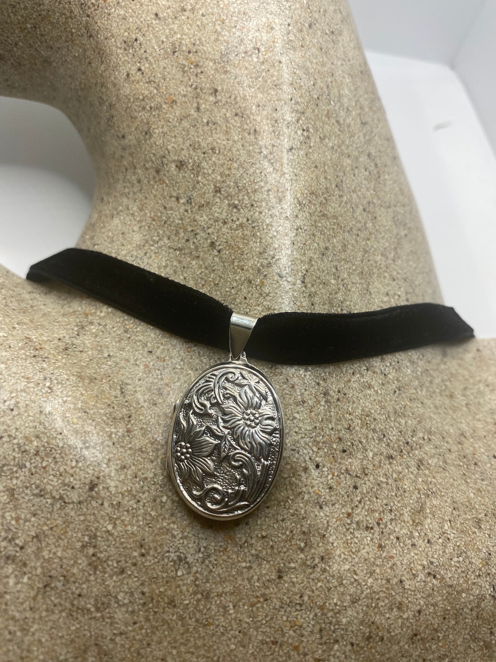 Vintage Locket Choker 925 Sterling Silver Necklace - Etsy