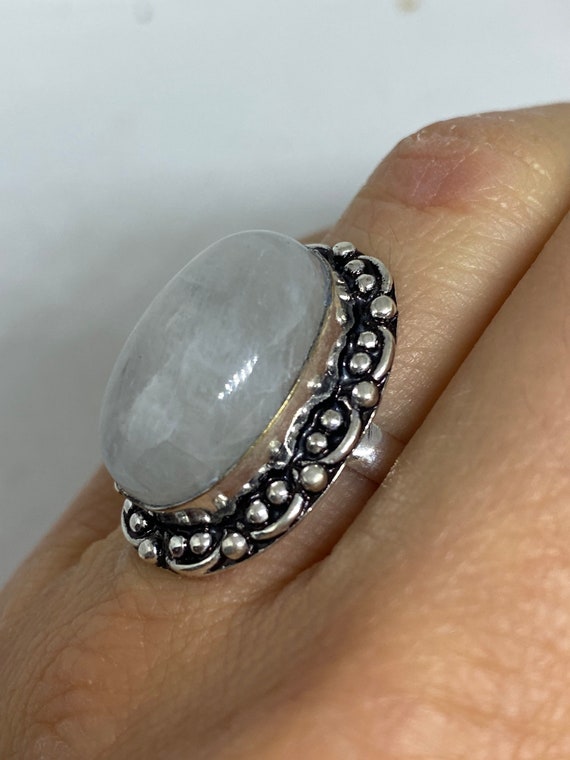 Vintage Genuine Rainbow Moonstone Ring - image 3