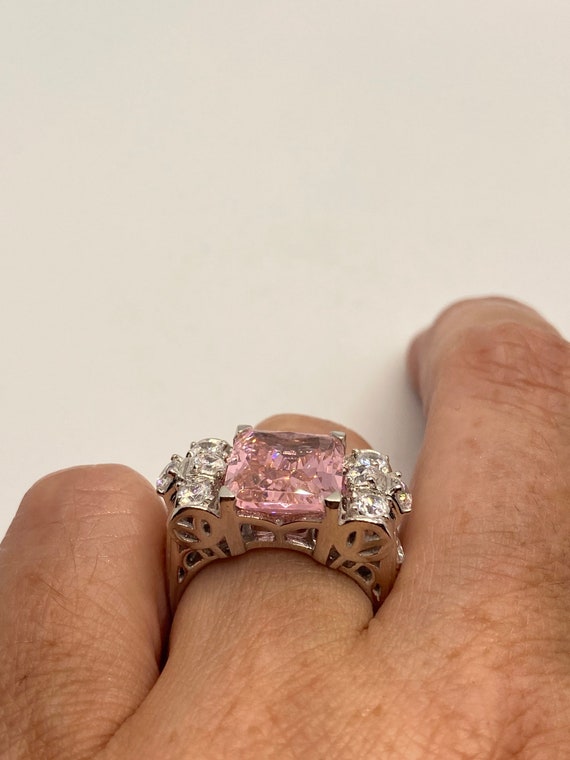 Vintage Pink Ice CZ  Deco Ring 925 Sterling Silver - image 4