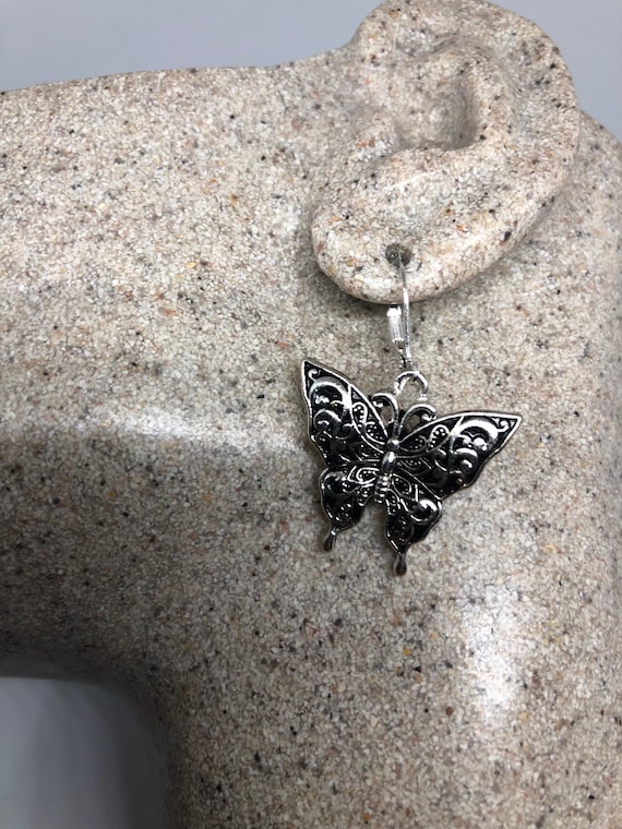 Vintage Handmade Silver Butterfly Earrings