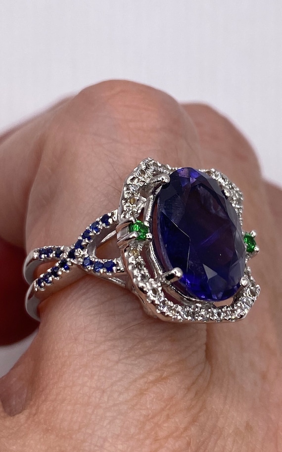 Vintage Blue Iolite 925 Sterling Silver Ring