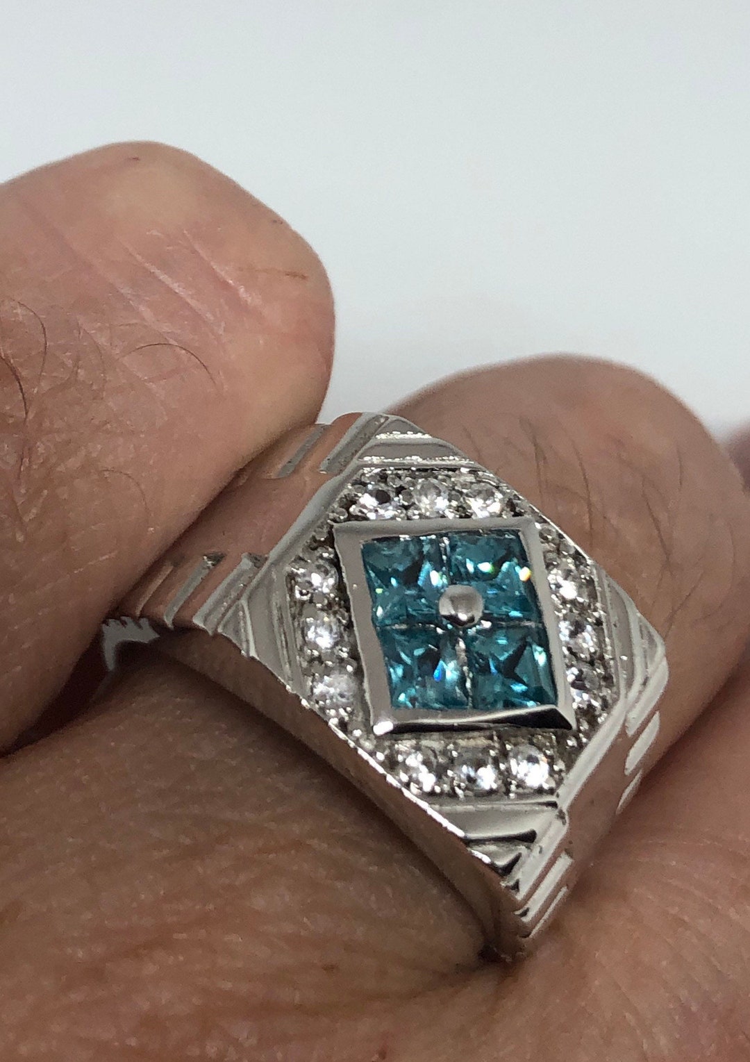 Vintage Genuine Blue Topaz 925 Sterling Silver Ring Size 7.5 - Etsy